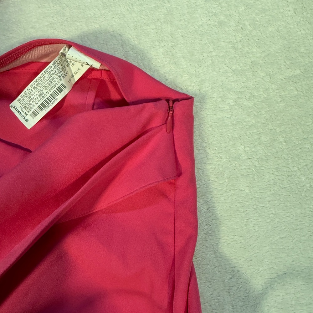 Zara XL Pink Skort High Waist Flowy Ruffle Skirt Shorts Summer Tie - Picture 10 of 12